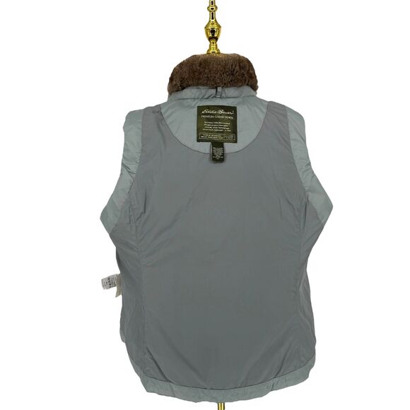 Eddie Bauer Quilted Vest Women's XL Goose Down Removable Faux Fur Collar Pockets - Picture 13 of 15